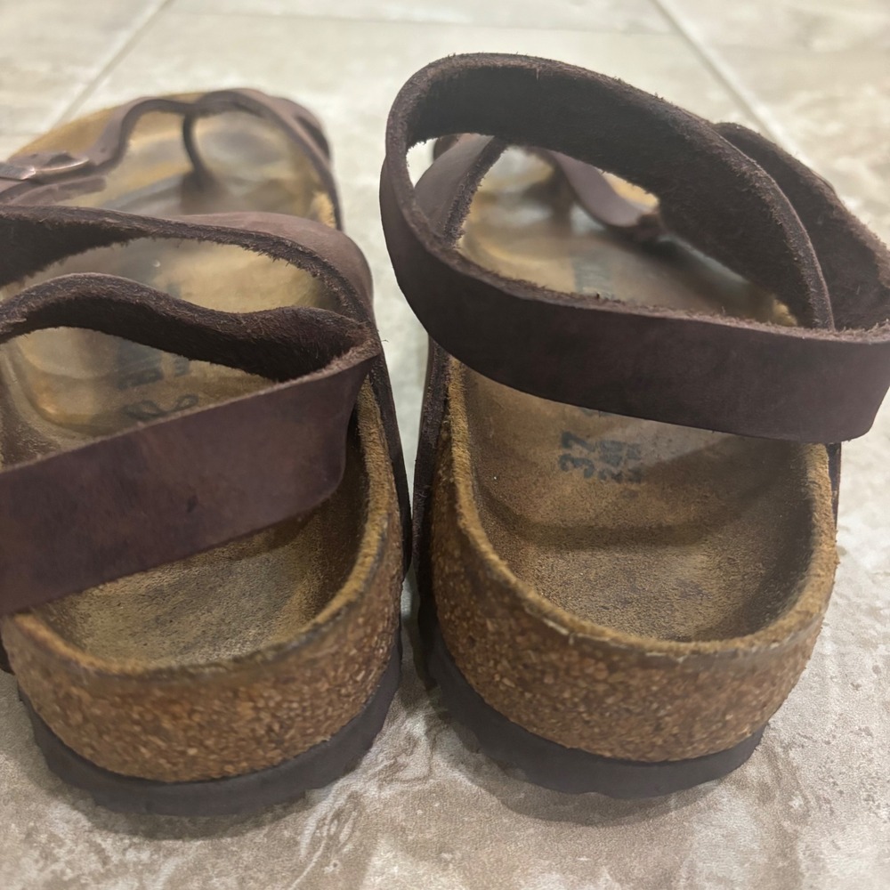 Birkenstock Yara Habana Oiled Leather Ankle Strap Sandals Brown Womens 37 L6 M4 - Picture 8 of 11
